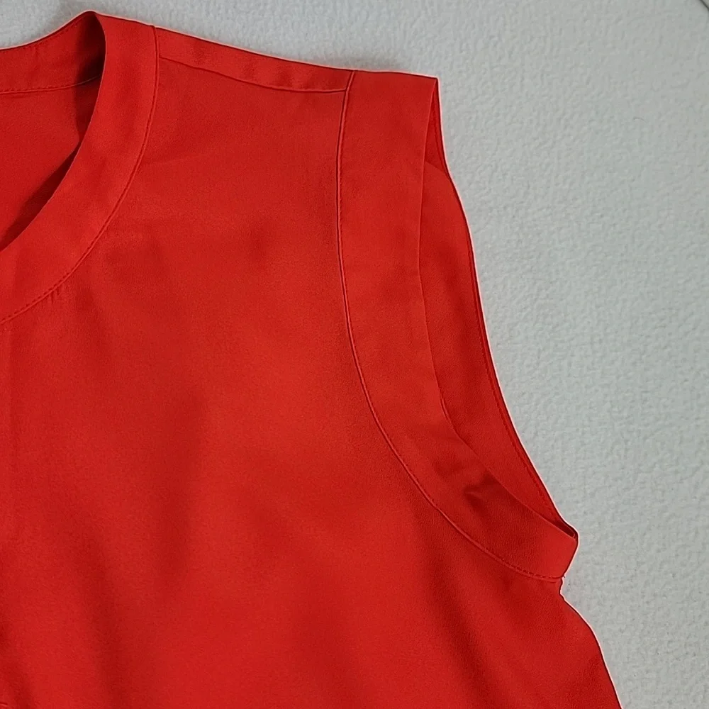 J. Crew Women's Red 1/2 Button Sleeveless Top, 2 - Picture 3 of 7
